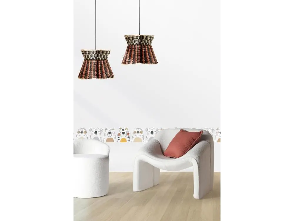 Plafonnier en fibre naturelle, corde et fer en noir et naturel 38x38x31 Sans outil d'installation