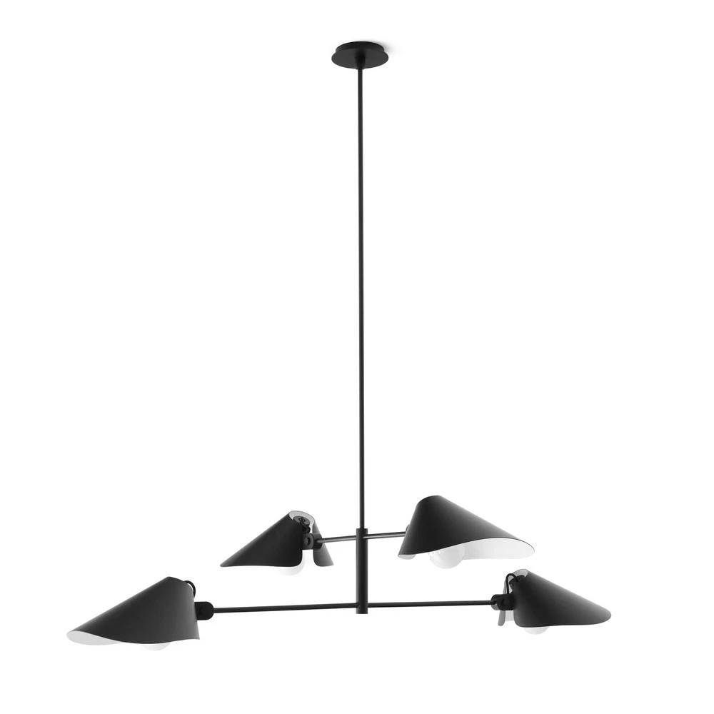 Plafonnier à lumière directionnelle &TRADITION Suspension Bonnet SC93, noir, hauteur 140 cm