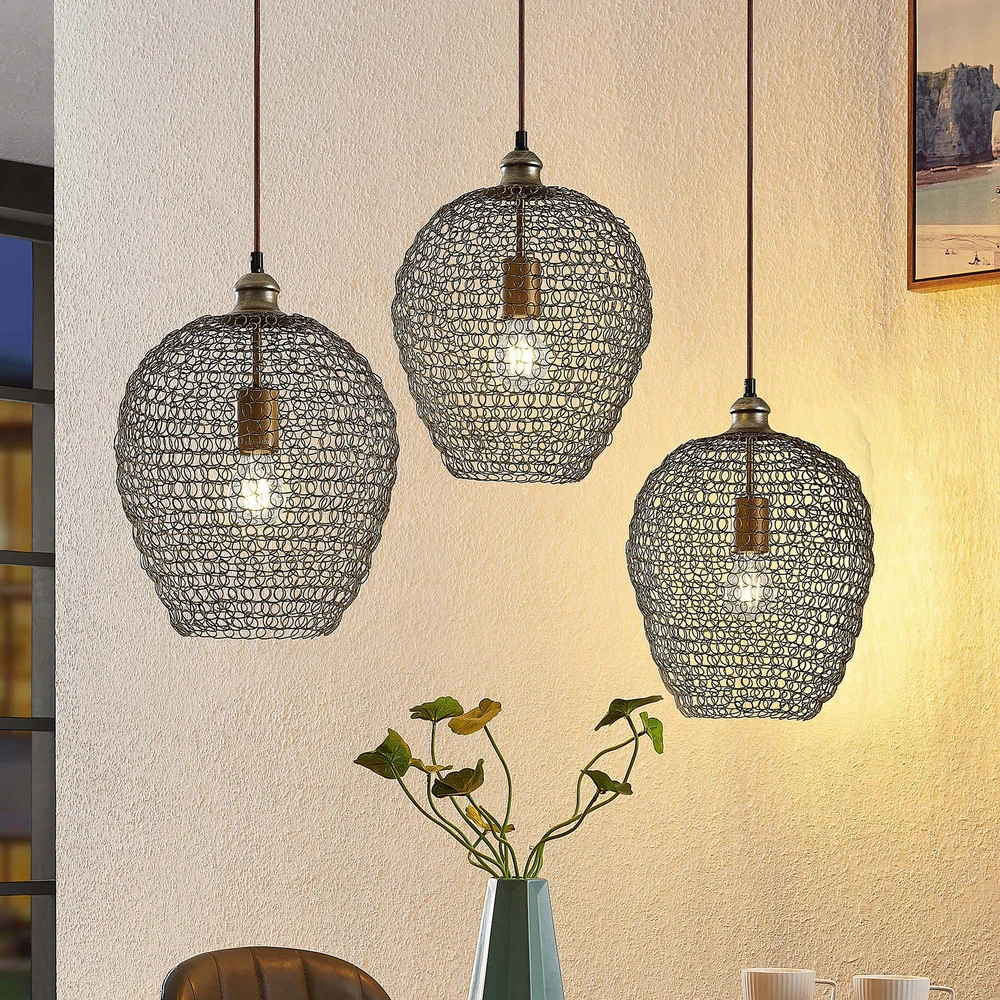Plafonnier à lumière directionnelle Lindby Benja suspension, à 3 lampes, laiton