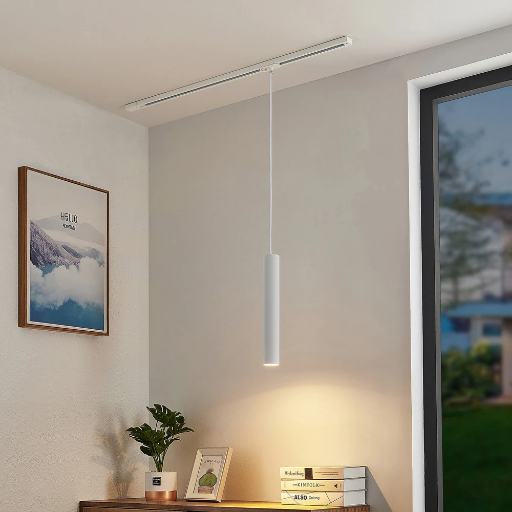 Plafonnier à lumière directionnelle Lindby Suspension Linaro, 40 cm, blanc, 1 phase, Ø 6 cm