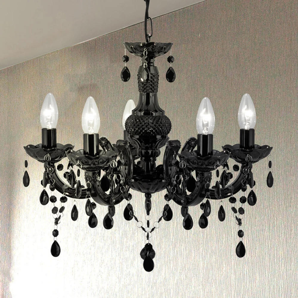Plafonnier à lumière directionnelle Lustre Marie Therese, noir, à 5 lampes