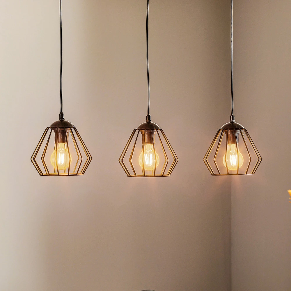 Plafonnier à lumière directionnelle Suspension Agat noire, à 3 lampes allongée