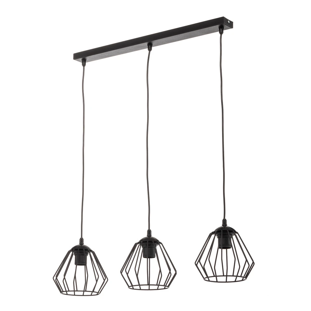 Plafonnier à lumière directionnelle Suspension Agat noire, à 3 lampes allongée