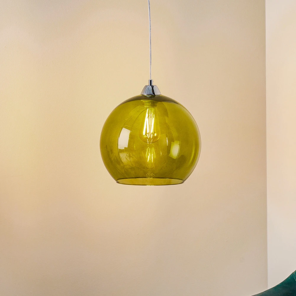 Plafonnier à lumière directionnelle Suspension Colour, abat-jour verre vert