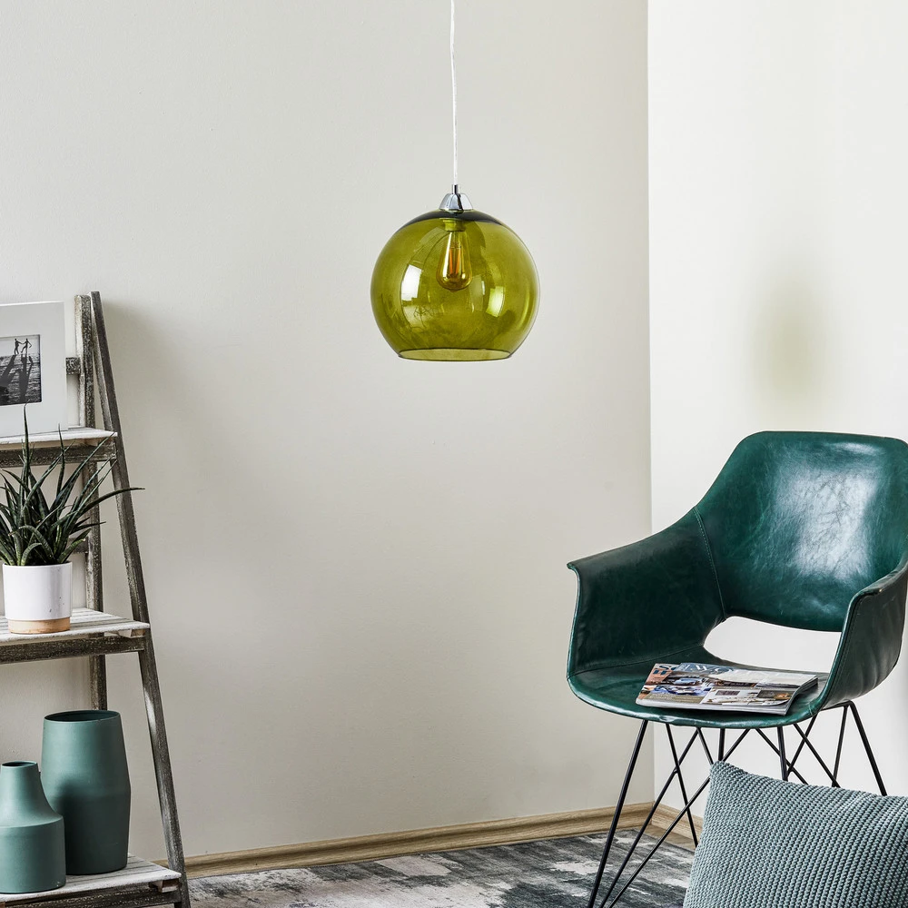 Plafonnier à lumière directionnelle Suspension Colour, abat-jour verre vert