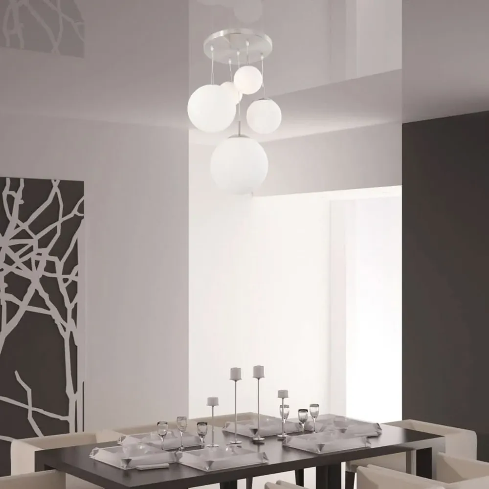Plafonnier à lumière directionnelle Suspension Design Acier Globes Blancs | Hory
