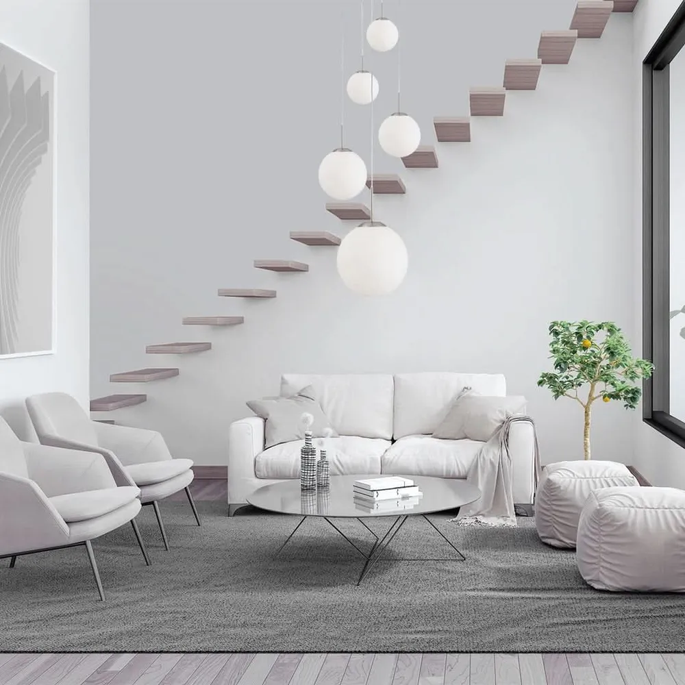 Plafonnier à lumière directionnelle Suspension Design Acier Globes Blancs | Hory