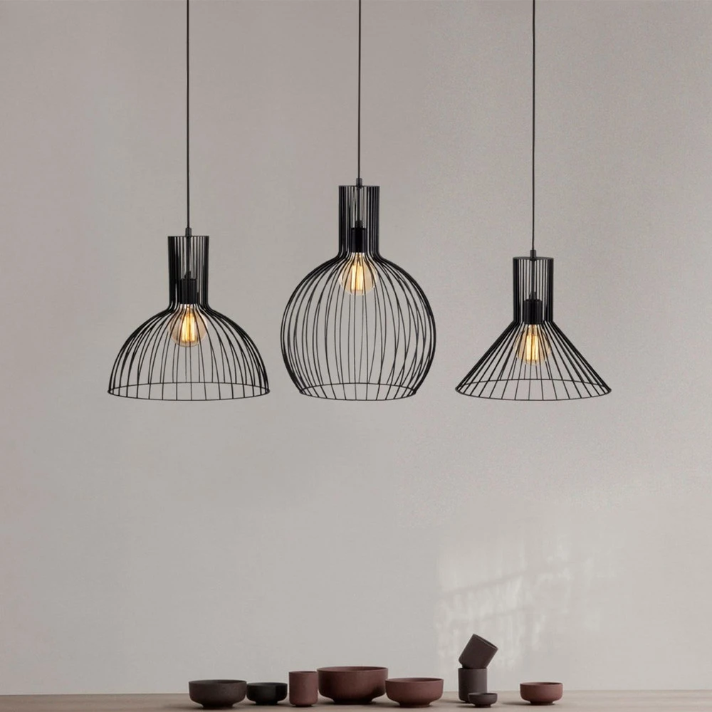 Plafonnier à lumière directionnelle Suspension Fellini MR-768, noir, fer, 3 lampes linear