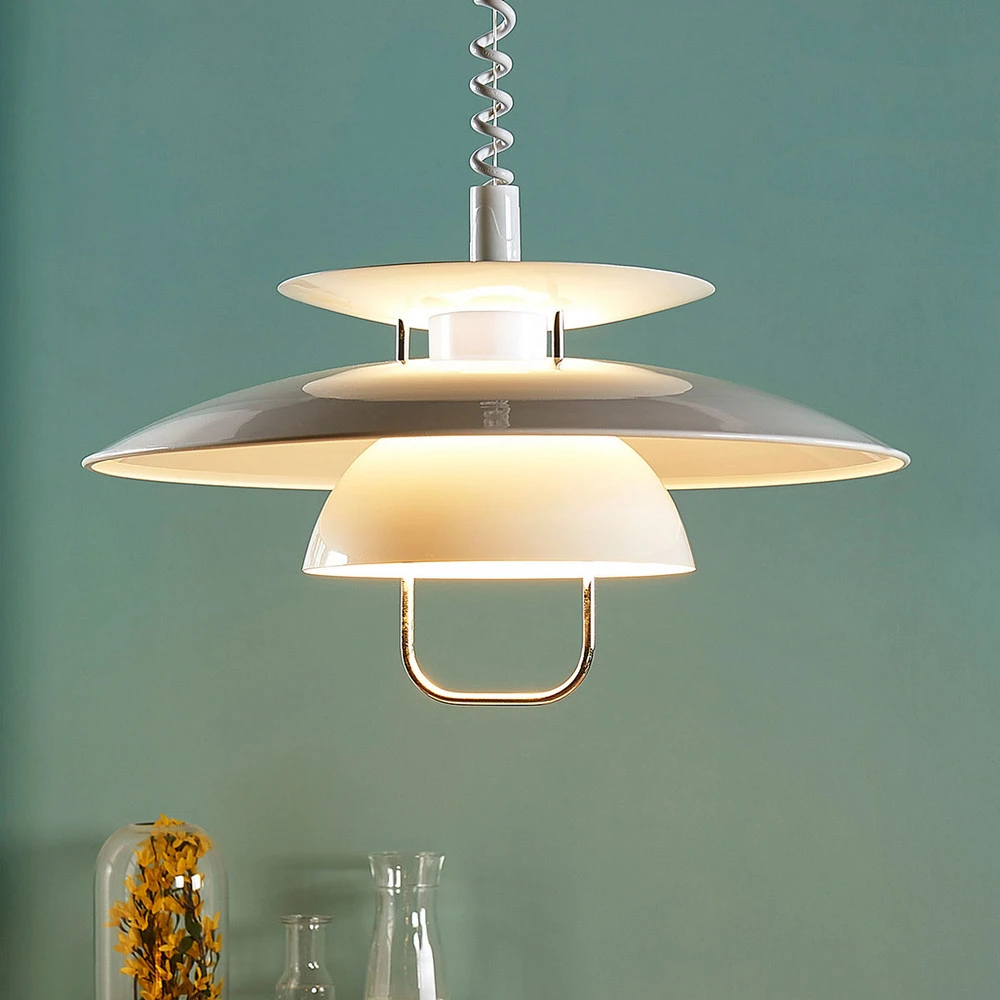 Plafonnier à lumière directionnelle Suspension Lindby Nadija, blanc, Ø 43 cm, hauteur réglable