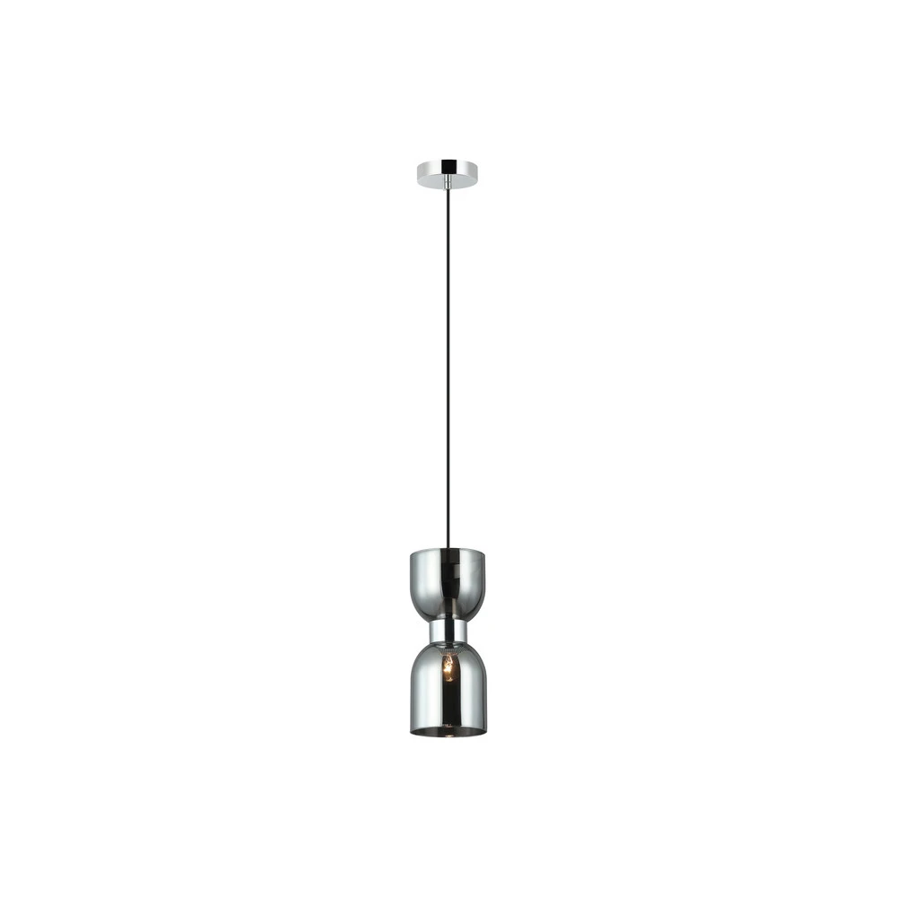 Plafonnier à lumière directionnelle Suspension Memory, verre, chrome/gris fumée