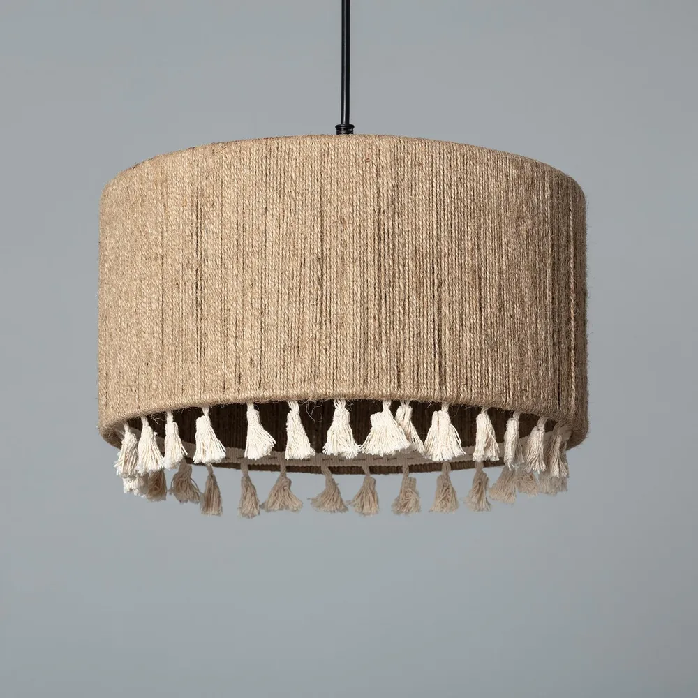Plafonnier à lumière directionnelle Suspension en métal avec corde naturelle et éclairage LED intégré Acoma