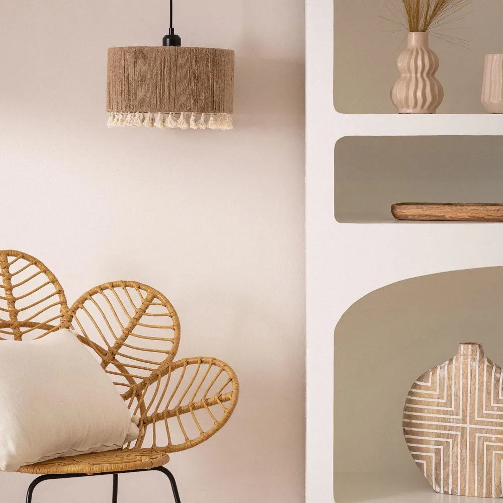 Plafonnier à lumière directionnelle Suspension en métal avec corde naturelle et éclairage LED intégré Acoma