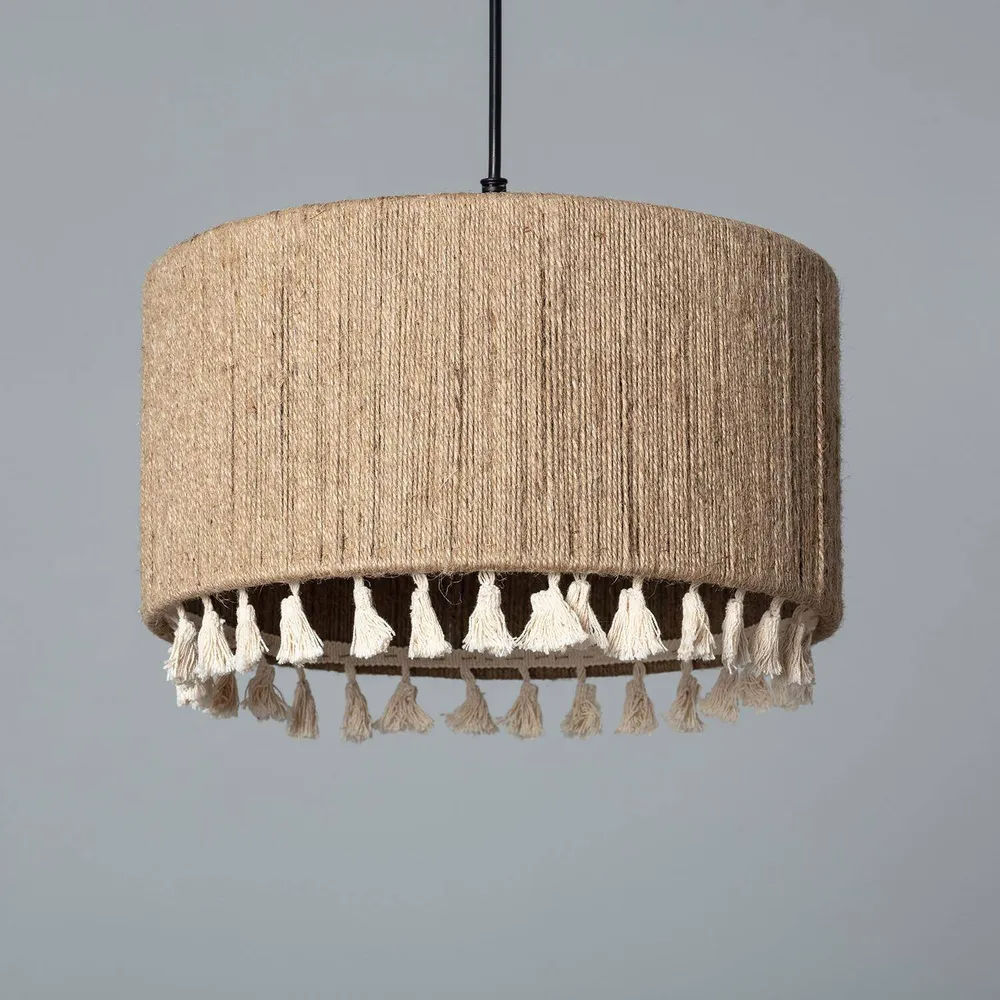 Plafonnier à lumière directionnelle Suspension en métal avec corde naturelle et éclairage LED intégré Acoma