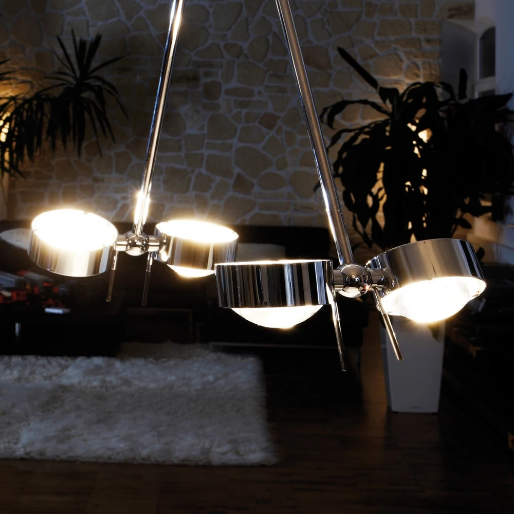 Plafonnier à lumière directionnelle Suspension PUK CEILING ; 4 lampes à chromé 80 cm