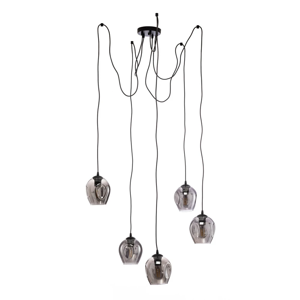 Plafonnier à lumière directionnelle Suspension Starla décentrée, 5 lampes, graphite
