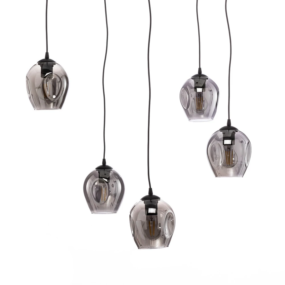 Plafonnier à lumière directionnelle Suspension Starla décentrée, 5 lampes, graphite