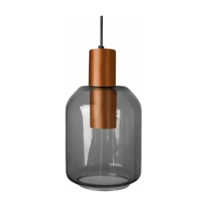 Plafonnier à lumière directionnelle Suspension verre fumée métal cuivre 100 cm.