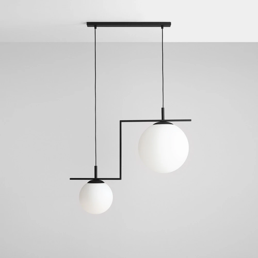 Plafonnier à lumière directionnelle Suspension Zac à 2 lampes, noire