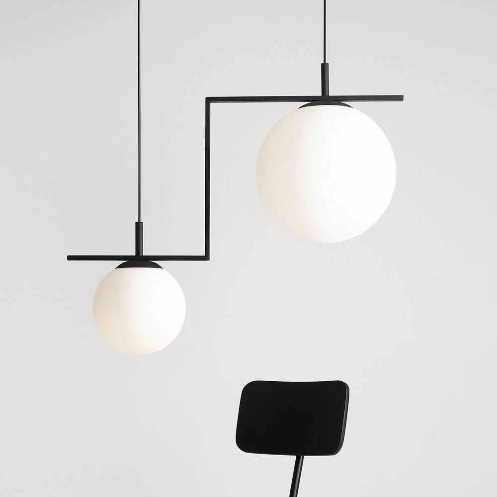 Plafonnier à lumière directionnelle Suspension Zac à 2 lampes, noire