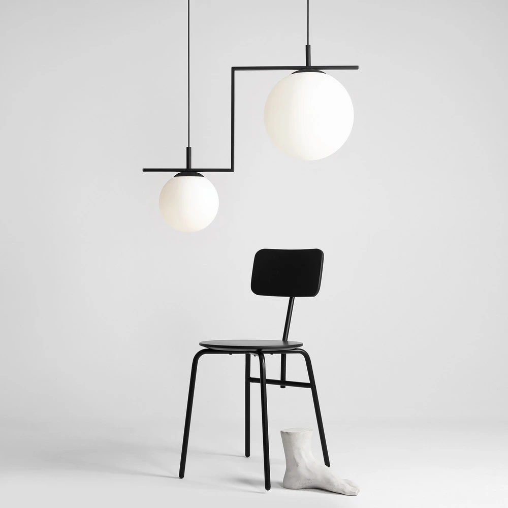 Plafonnier à lumière directionnelle Suspension Zac à 2 lampes, noire