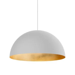 Plafonnier à montage sur rail VENICE Suspension, 1xE27, max 42W, métal, blanc mat/feuille d'or, D.40cm