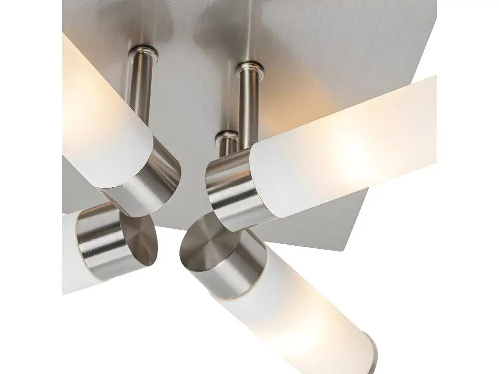 Plafonnier de salle de bain actuel en acier 4 lumières IP44 - Bath en acrylique dépoli