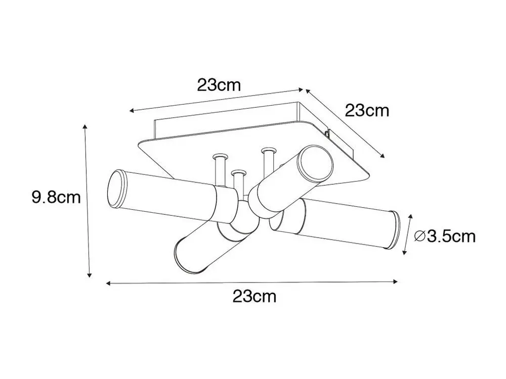 Plafonnier de salle de bain actuel en acier 4 lumières IP44 - Bath en acrylique dépoli