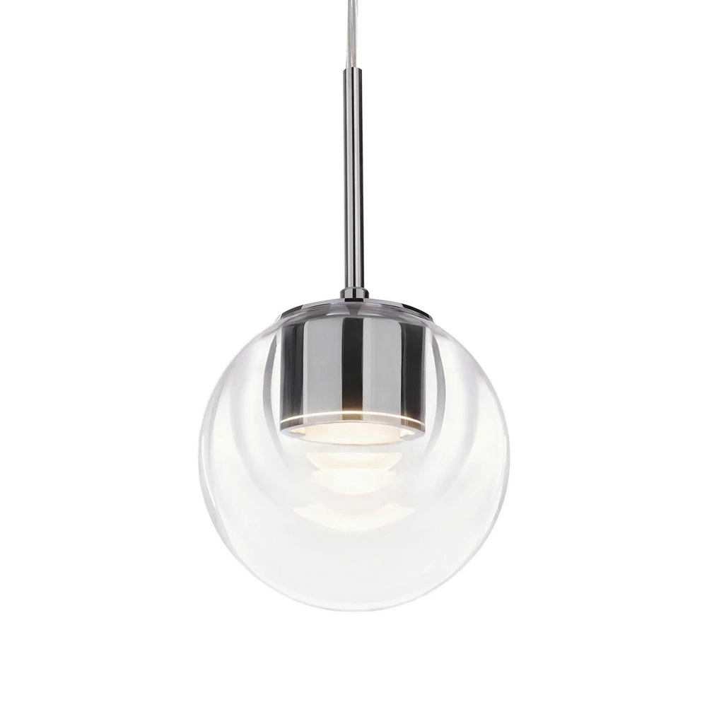 Plafonnier à suspension réglable Kundalini Dew suspension LED, à une lampe chromée