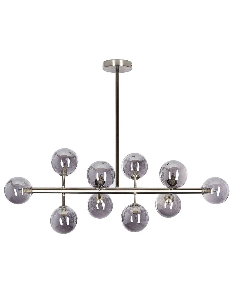 Plafonnier à suspension réglable Lampe suspendue avec 10 lumières argenté RAMIS