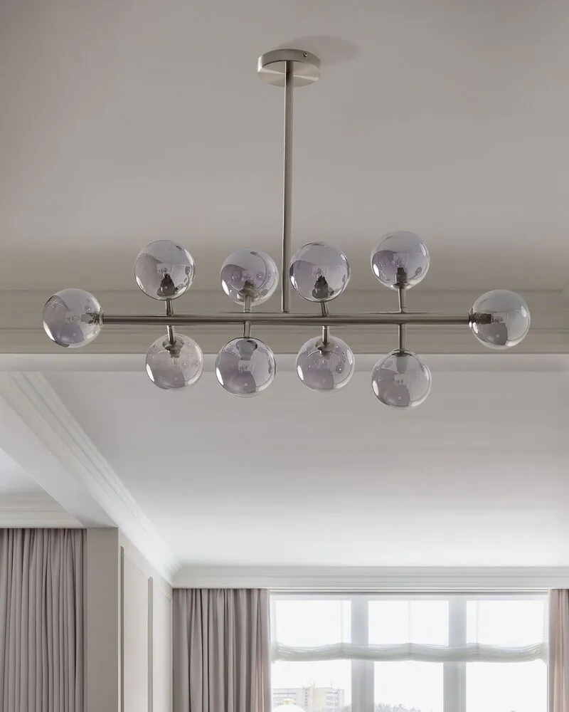 Plafonnier à suspension réglable Lampe suspendue avec 10 lumières argenté RAMIS