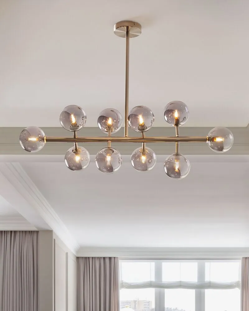 Plafonnier à suspension réglable Lampe suspendue avec 10 lumières argenté RAMIS