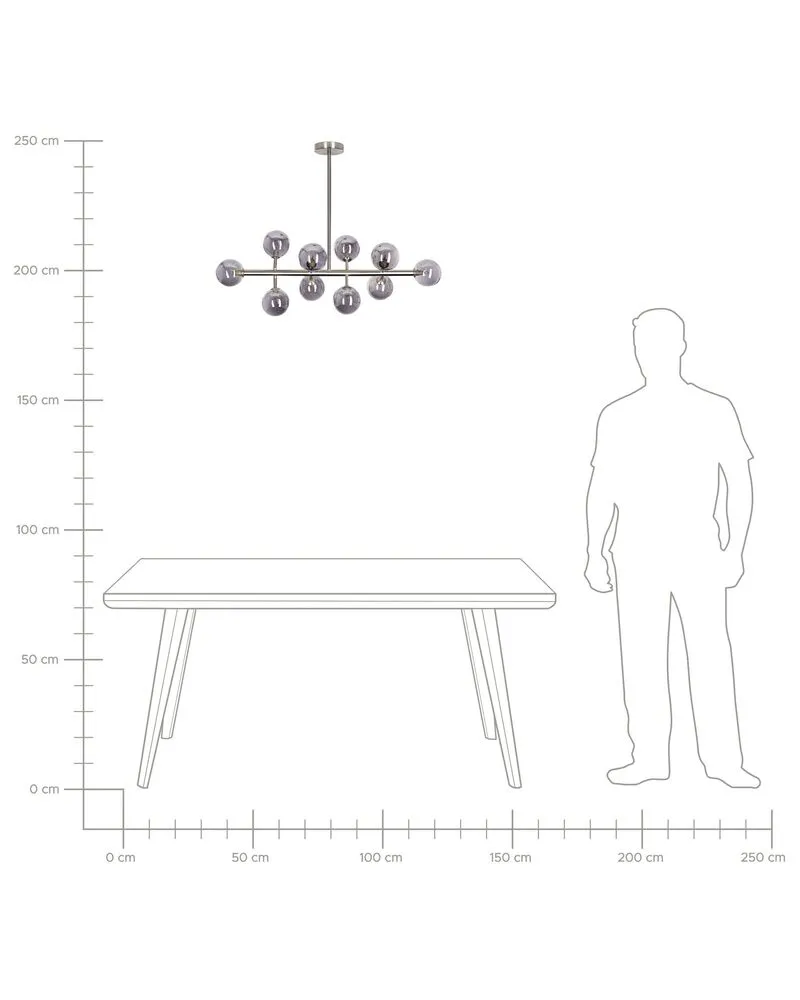 Plafonnier à suspension réglable Lampe suspendue avec 10 lumières argenté RAMIS