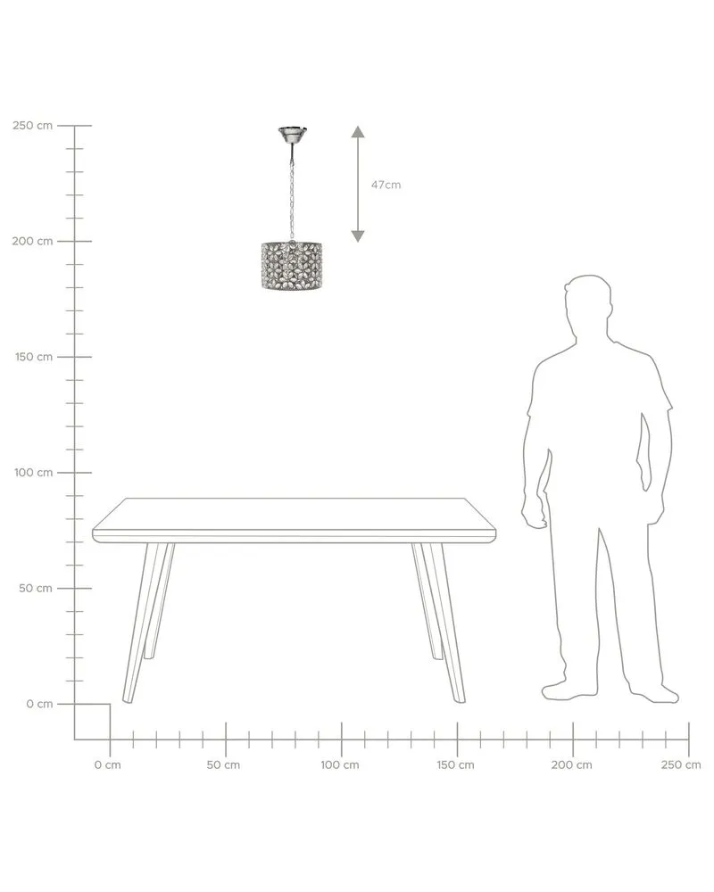 Plafonnier à suspension réglable Lampe suspension argentée SAJO