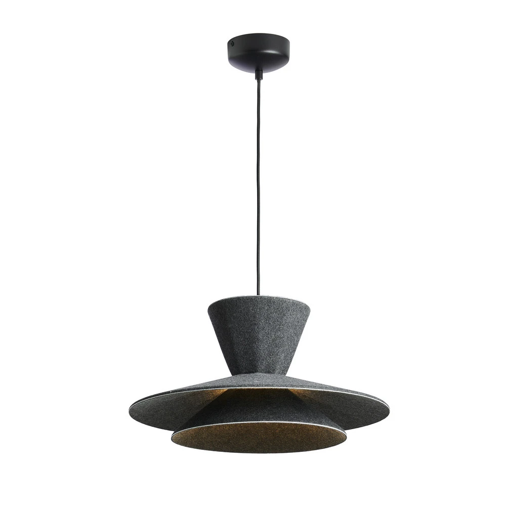 Plafonnier à suspension réglable LOOM DESIGN Suspension LED Morphic, noir, feutre, Ø 50 cm
