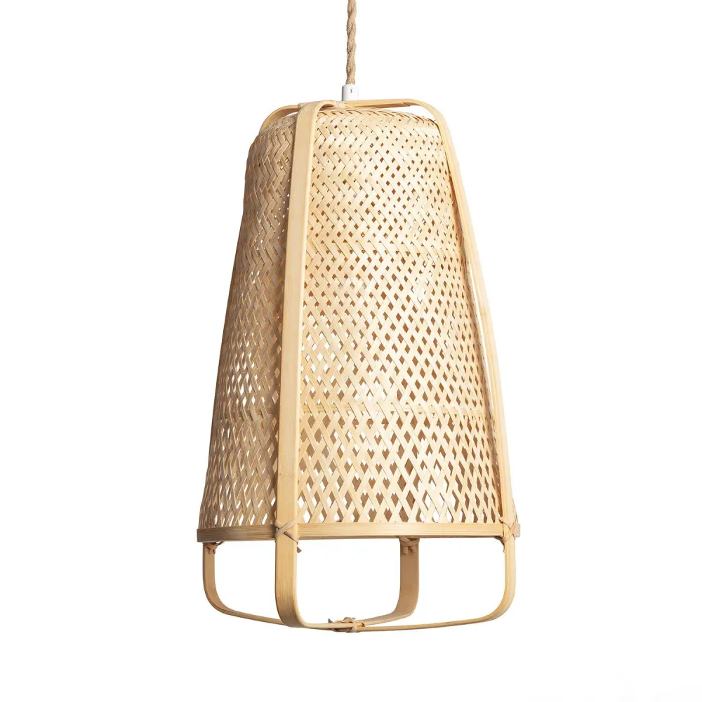 Plafonnier à suspension réglable Luminaire suspendu Beira en bambou avec éclairage LED intégré.