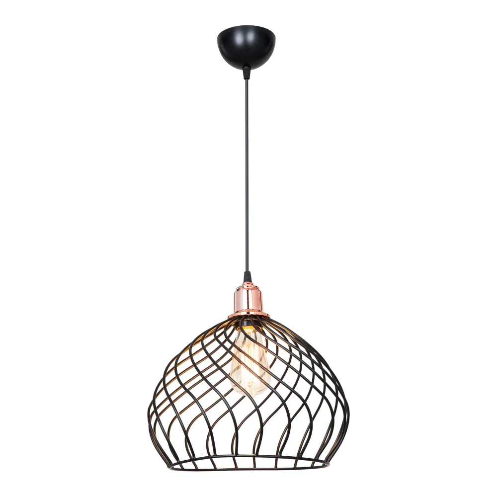 Plafonnier à suspension réglable Lustre lampe lumière suspendu suspension en métal 71 cm E27 noir / cuivre 03_0007443