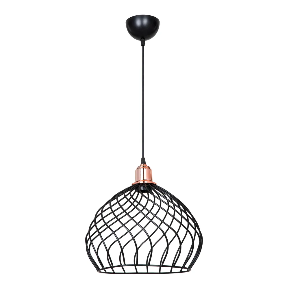 Plafonnier à suspension réglable Lustre lampe lumière suspendu suspension en métal 71 cm E27 noir / cuivre 03_0007443