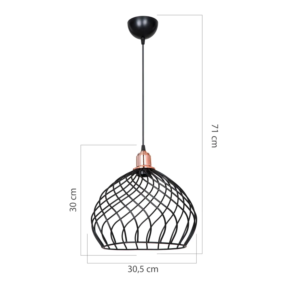 Plafonnier à suspension réglable Lustre lampe lumière suspendu suspension en métal 71 cm E27 noir / cuivre 03_0007443