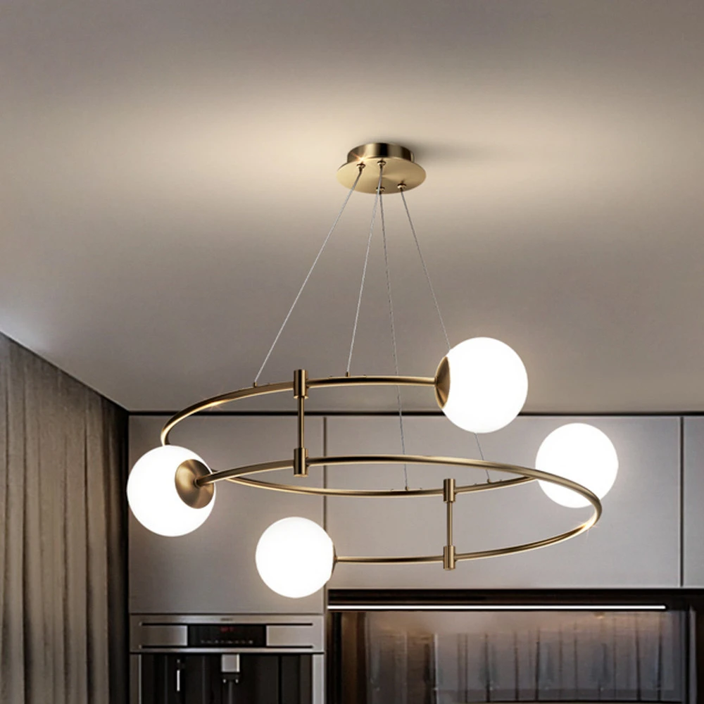 Plafonnier à suspension réglable Maytoni Balance suspension, à 4 lampes, dorée