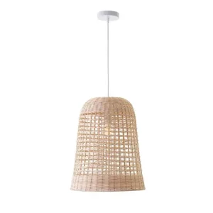 Plafonnier à suspension réglable Suspension AMAYA SPONTANÉ en rotin avec monture électrique E27 H48 cm