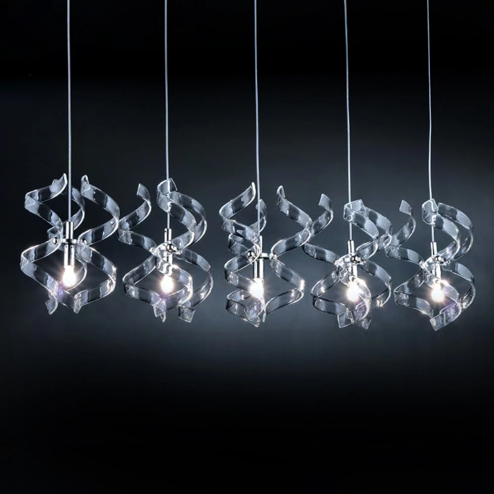 Plafonnier à suspension réglable Suspension Crystal à cinq lampes