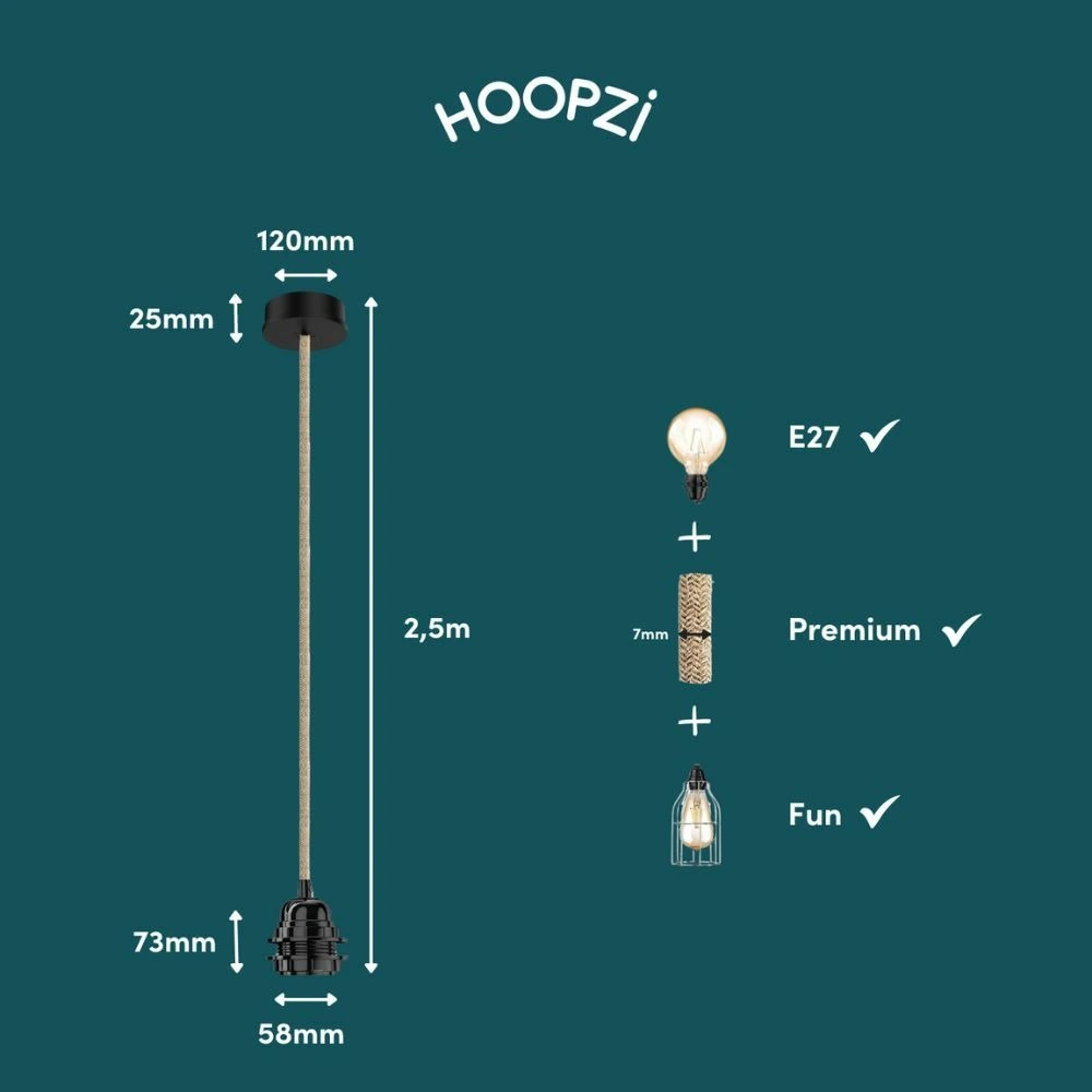Plafonnier à suspension réglable Suspension hang luminaire 1 corde - coton édition limitée bastille