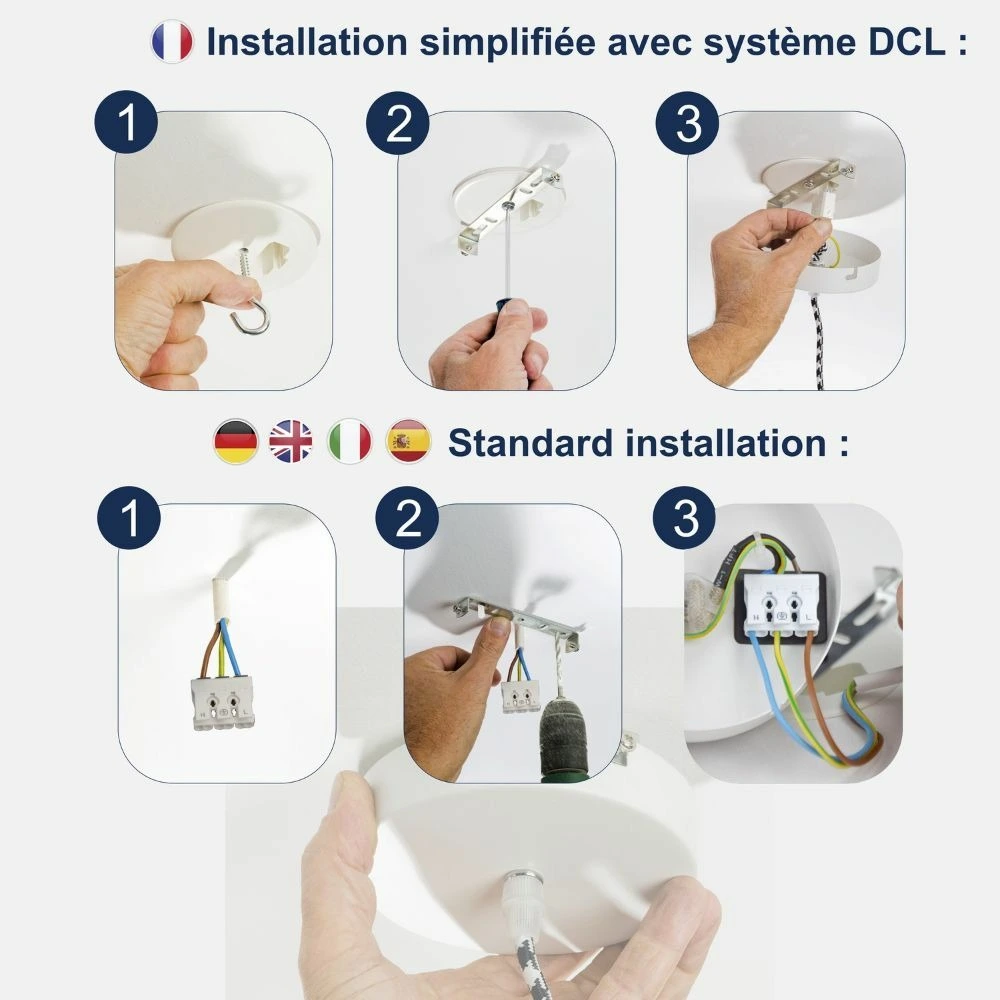 Plafonnier à suspension réglable Suspension hang luminaire 1 corde - coton édition limitée bastille