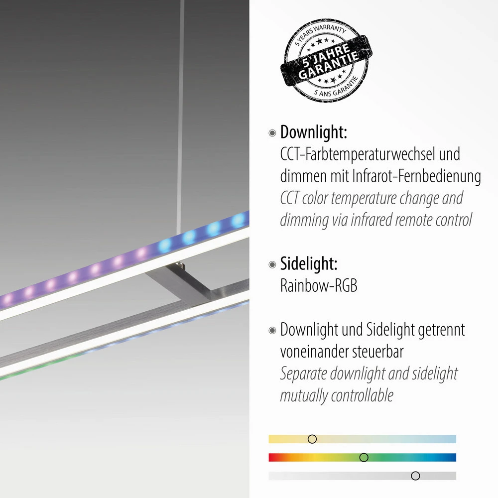 Plafonnier à suspension réglable Suspension LED Felix60, 100x14 cm