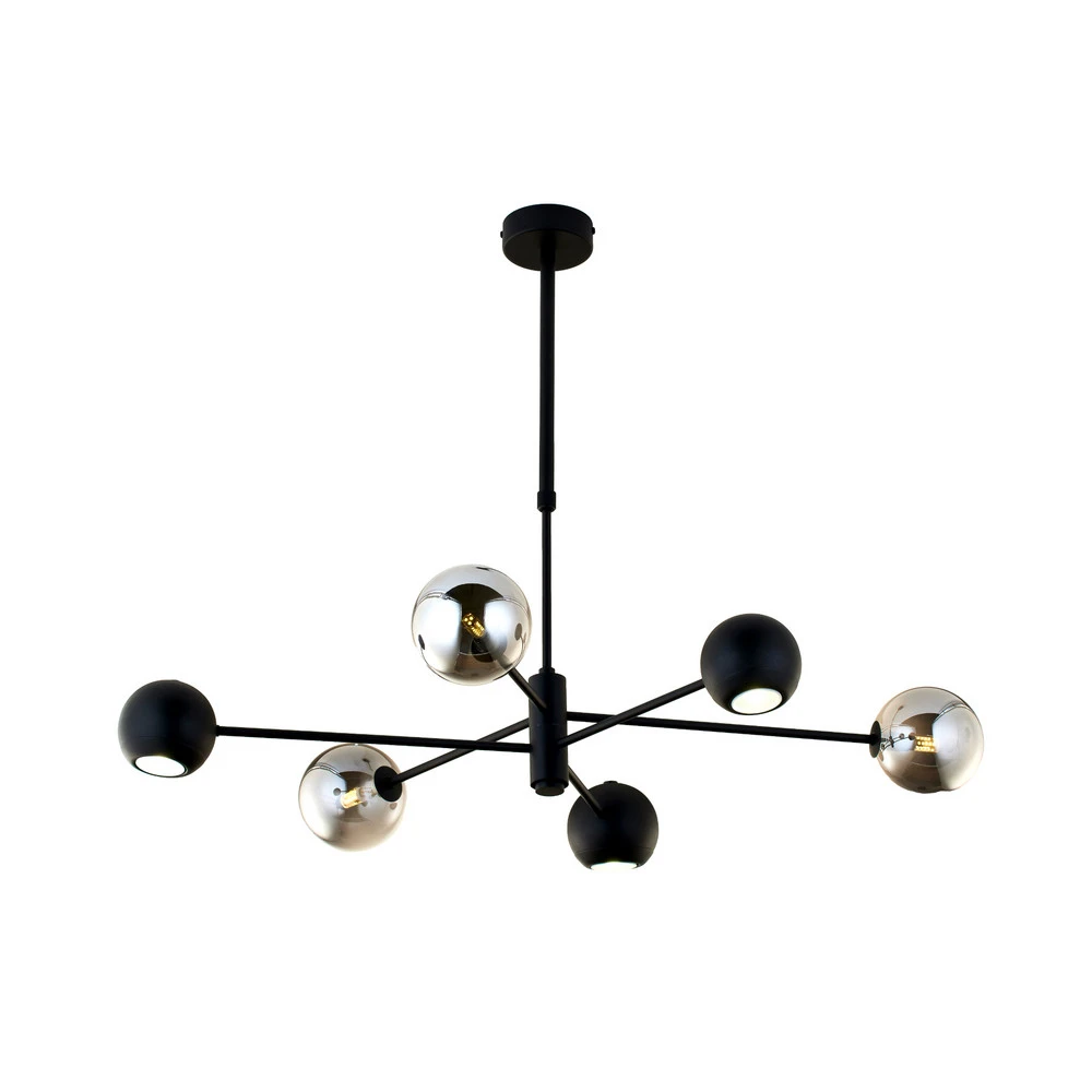 Plafonnier à suspension réglable Suspension Moka, noir, verre, 3 lampes, G9, GU10
