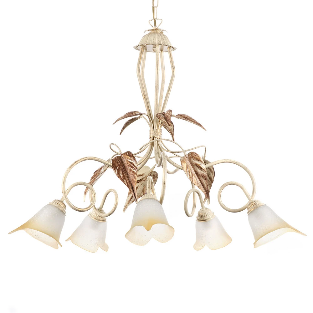 Plafonnier à suspension réglable Suspension Vanda à cinq lampes, bronzé