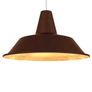 Plaque de plafond LED DUNA Suspension, 1XE27, max 42W, métal, marron corten/feuille d'or, D.35cm