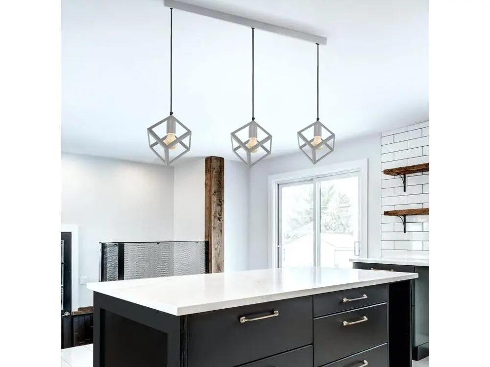 Plaque de plafond LED HEXAÈDRE - Lustre bar métal aluminium