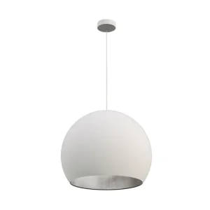 Plaque de plafond LED JOE Suspension, 1X E27, max 42W, métal, blanc mat/feuille argent, D.50cm