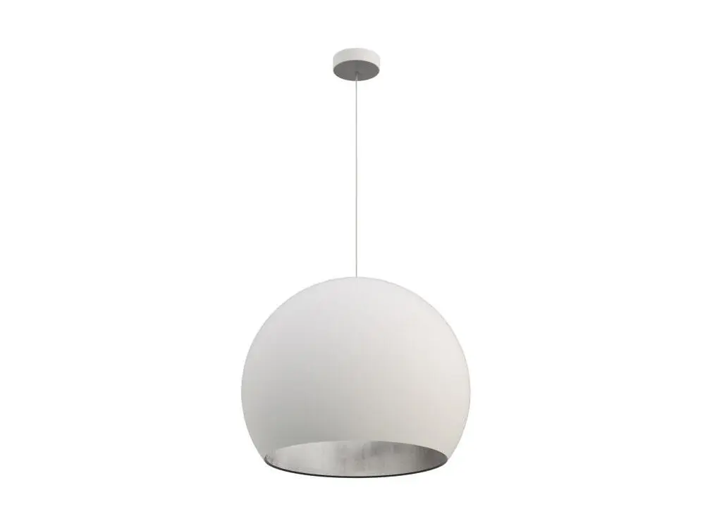 Plaque de plafond LED JOE Suspension, 1X E27, max 42W, métal, blanc mat/feuille argent, D.50cm